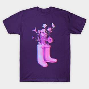 Pink floral rain boots T-Shirt